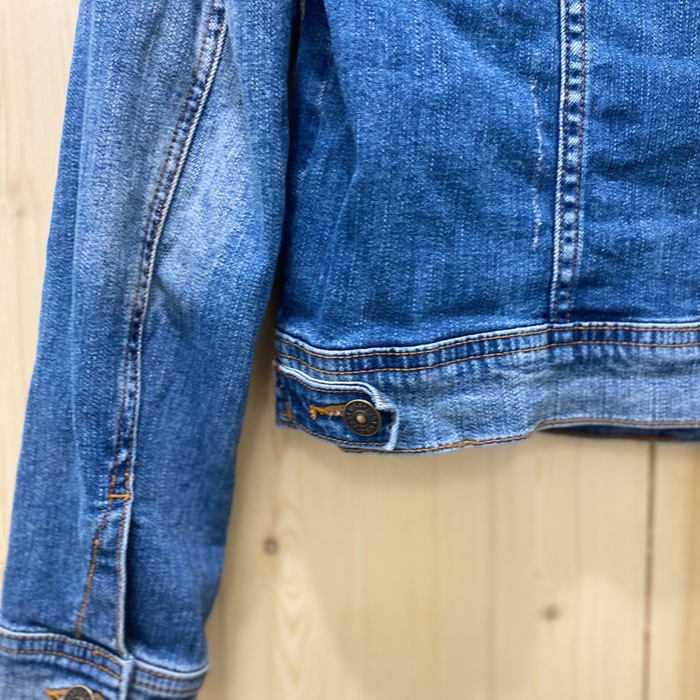❤️❤️Just USA Denim Chic Blue Jean Long Sleeve Button Down Denim Jacket - Picture 7 of 9